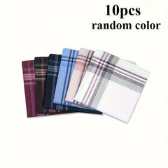 10pcs Classic Vintage Plaid Handkerchiefs Red and Checkered Designs