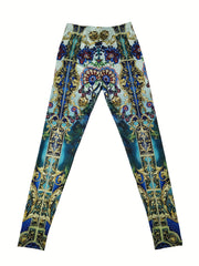 Peacock Print Skinny Leggings High Waist Stretchy Leggings