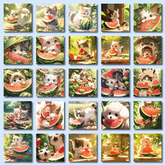 48pcs Watermelon and Cat Dog Stickers Pack for Kids, Laptop, Luggage, Notebook