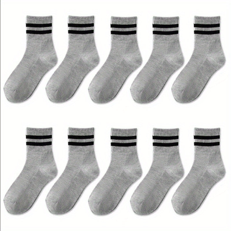 10 Pairs Boys Thin Crew Socks Spring Summer Autumn Casual Striped Kids Socks
