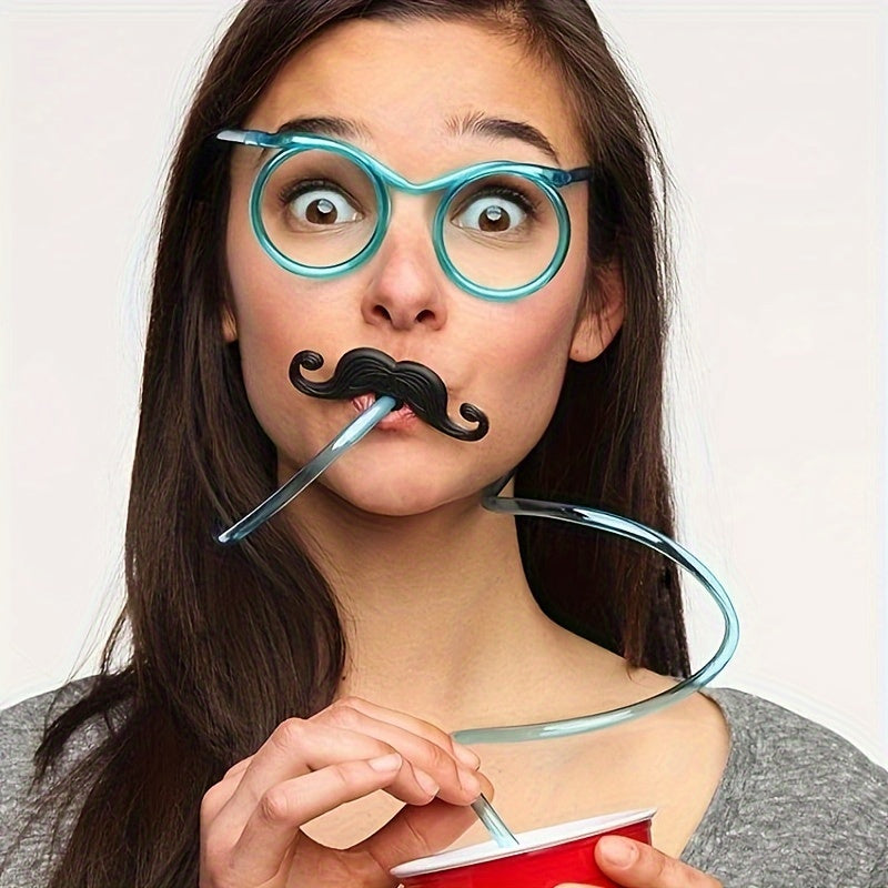 Family Game Props Glasses Beard Straw Crazy Funny Halloween Party Straw