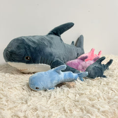 Soft Squishy Shark Plush Toy Set - Giant Shark with 4 Small Sharks