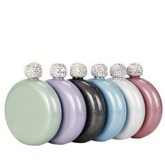5oz Stainless Steel Wine Bottle Flask Crystal Lid Gift