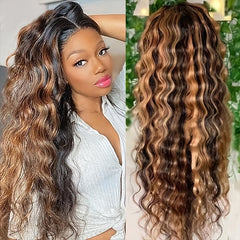 Honey Blonde Highlight Wig P4 27 Colored Human Hair 13x4 Closure Wig