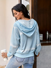 Tie Dye V-neck Sports Hooded Sweatshirt