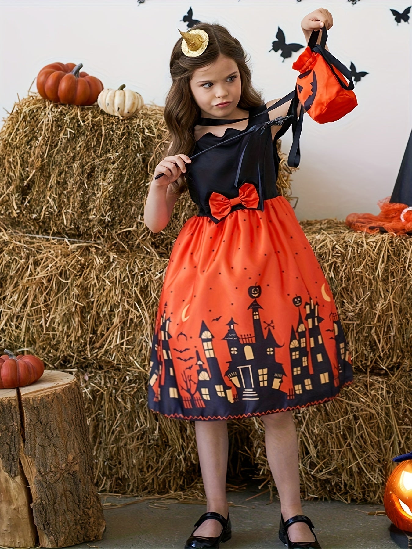 Girls Halloween Princess Dress & Bag Set Costume Dress