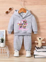 Baby Cartoon Star Team Girls Outfit Sweatshirt Trousers Set