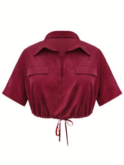 Solid V Neck Top & Pants Set