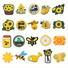 20pcs Flowers Shoe Charms For Bubble Slides Sandals PVC Shoe Decorations