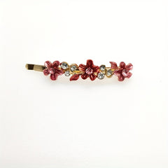 Alloy Flower Edge Clip Retro Style Plant Bangs Clip Rhinestone Clips
