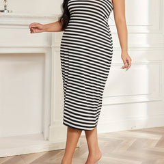 Stripe Print Midi Cami Dress