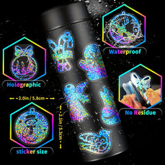 50pcs Laser Merry Christmas Stickers Bright Holographic PET Streamer Stickers