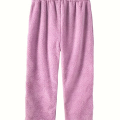 Women's Plus Solid Fleece Flannel Warm Pants