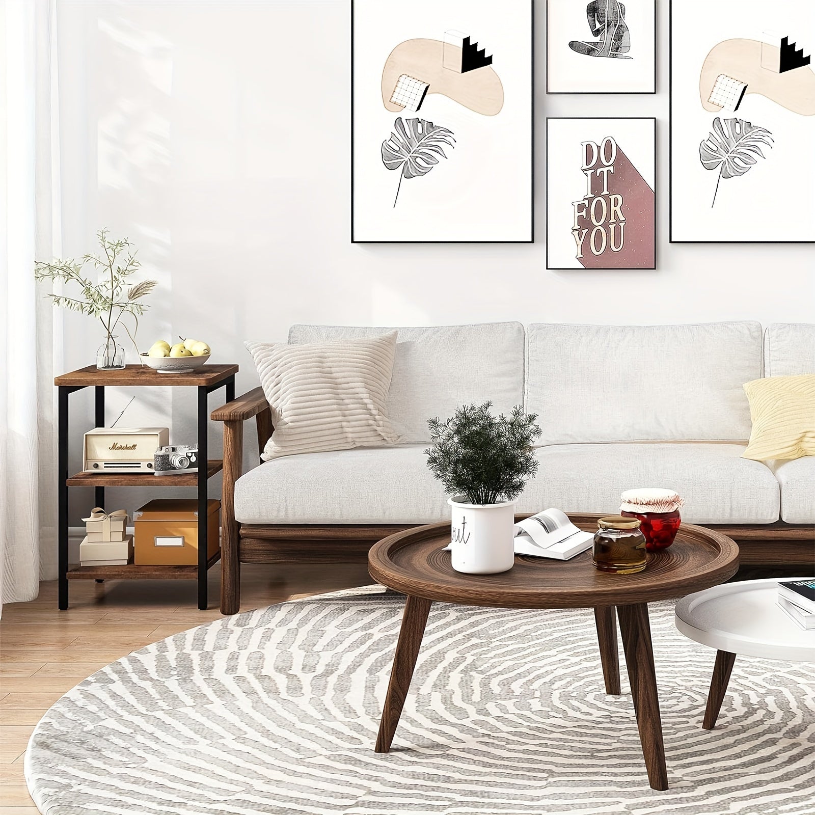 Rustic Brown Three Tiered Side Table