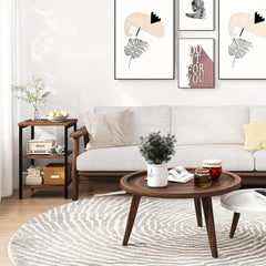 Rustic Brown Three Tiered Side Table