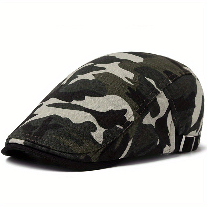 Men's Camo Beret Thin Soft Newsboy Cap Outdoor Casual Hat