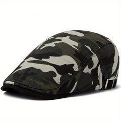 Men's Camo Beret Thin Soft Newsboy Cap Outdoor Casual Hat
