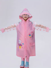 Cartoon Kitty Print Raincoat Rain Ponchos For Boys & Girls