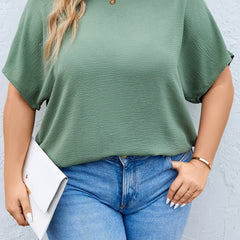 Solid Short Sleeve Casual Blouse