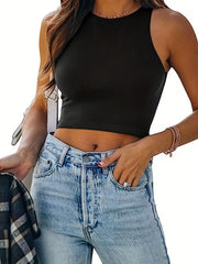 Solid Round Neck Tank Top