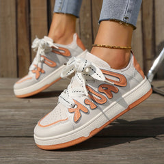 Women's Faux Leather Skate Shoes Non Slip Low Top Casual Walking Shoes