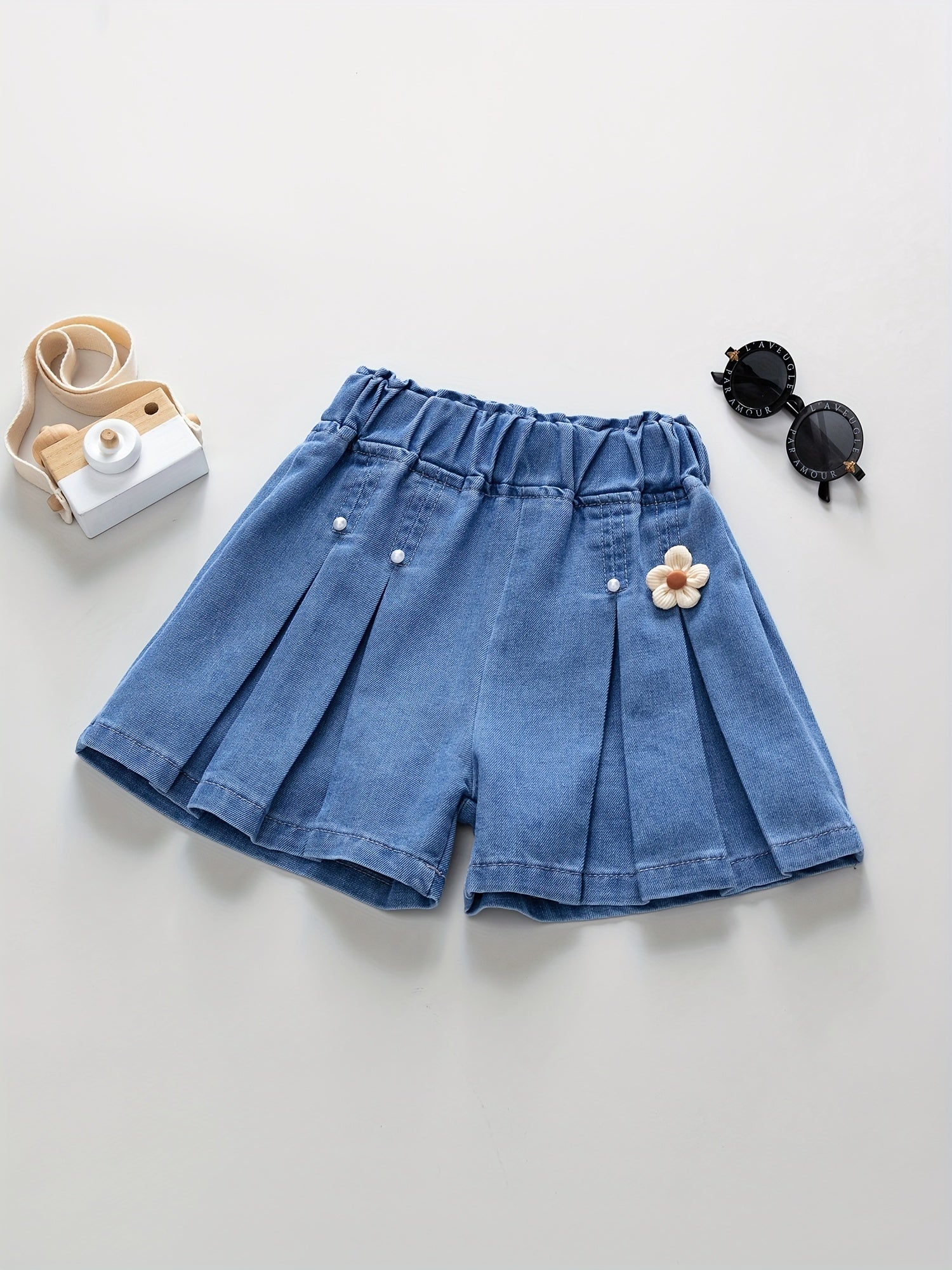 Girls' Denim Elastic Waist Shorts