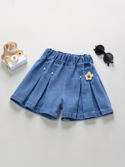 Girls' Denim Elastic Waist Shorts