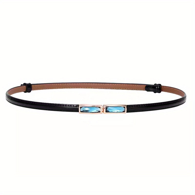 Crystal Decor Bright Belt Adjustable Thin Waist Belt For Women