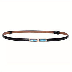 Crystal Decor Bright Belt Adjustable Thin Waist Belt For Women