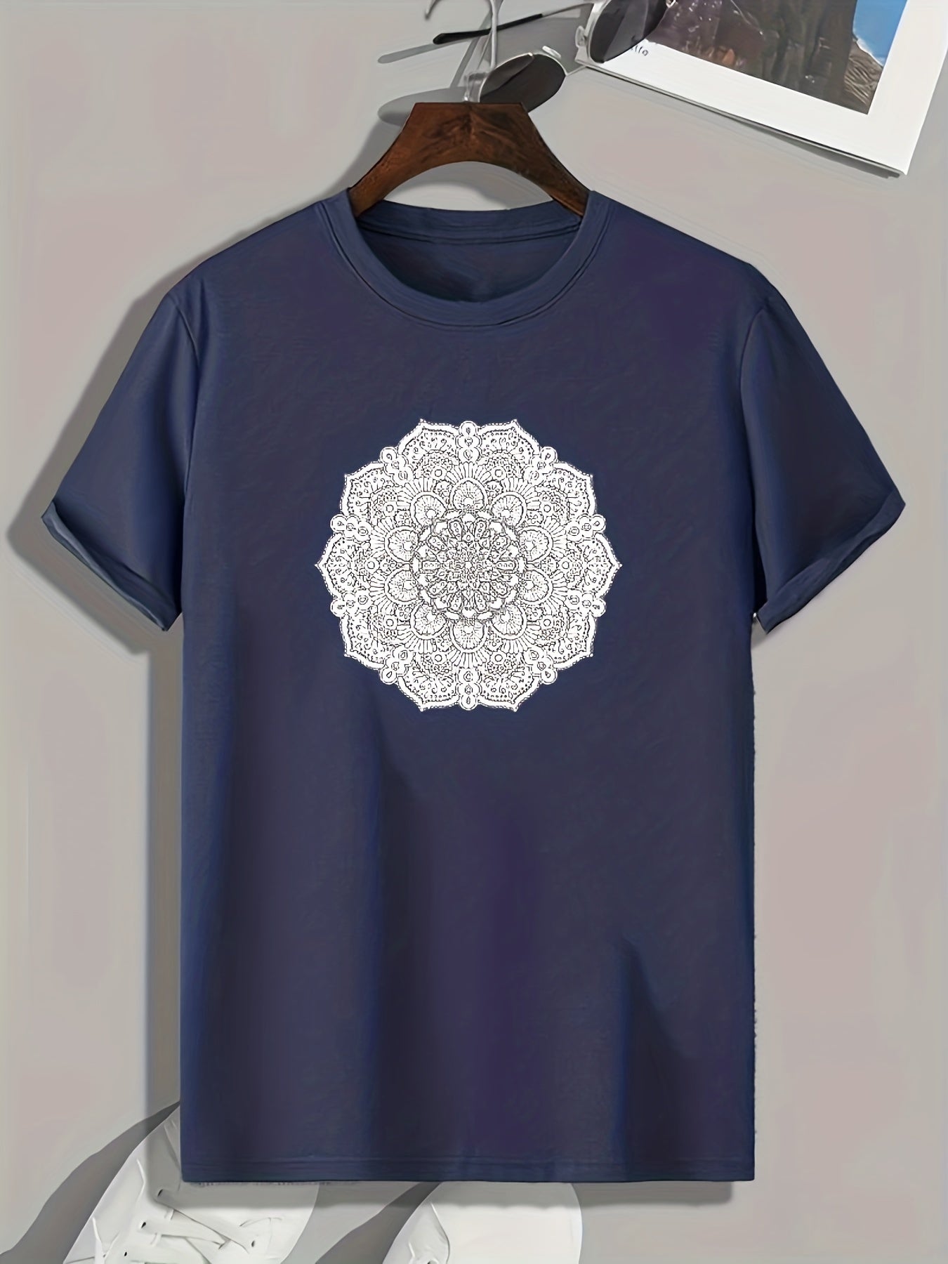 Flower Print Men's Graphic Tee for Summer