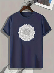 Flower Print Men's Graphic Tee for Summer