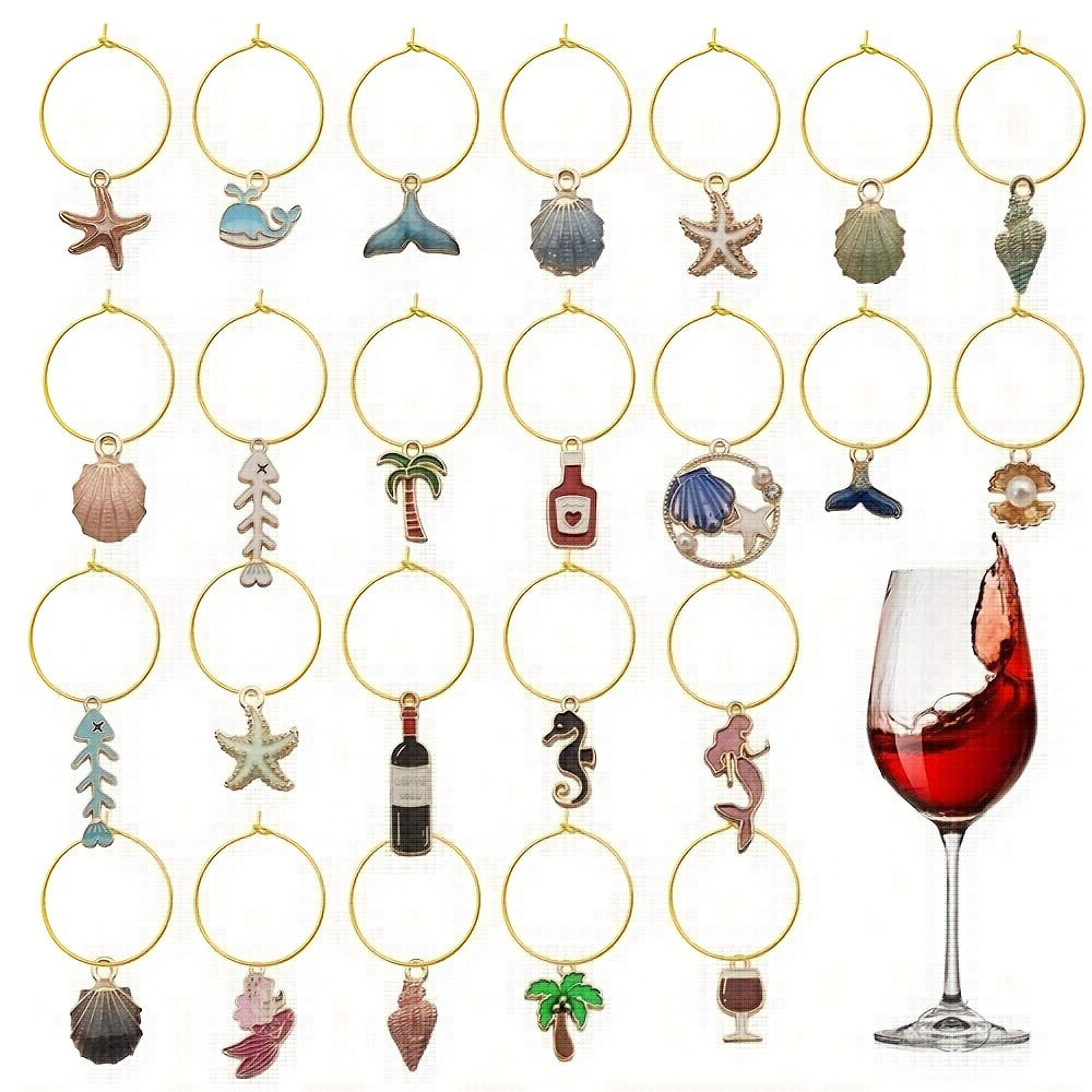 12pcs Cup Decorative Wine Glass Charms Markers Stainless Steel