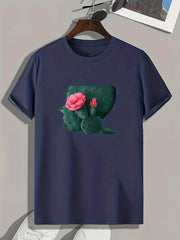 Cactus Flower Print Men's Graphic T shirt Comfy Summer Tee