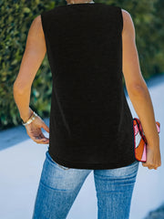 Solid Tank Top Casual V Neck Sleeveless Top