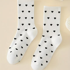 Heart Print Socks Women's Mid Tube Stockings