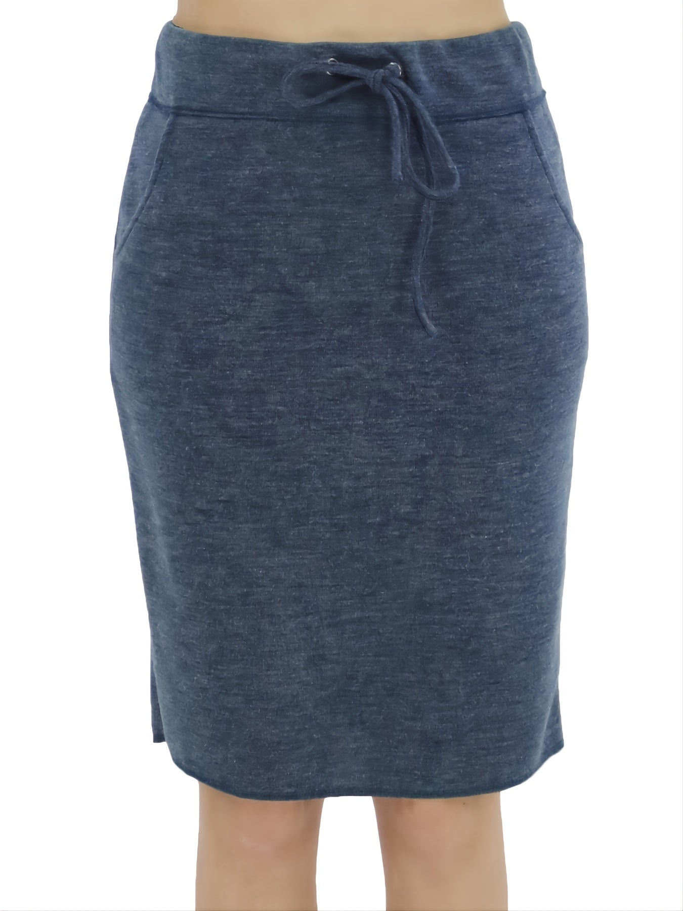 Drawstring Pocket Pencil Skirt High Waist Fall & Winter