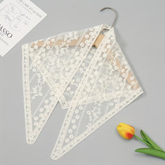 Lace Plaid Flower Triangle Scarf Women Neck Scarf Hollow Small Silk Neckerchief
