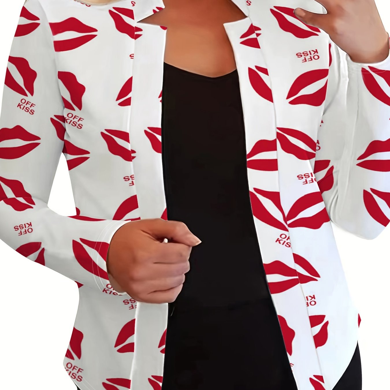Lip & Letter Print Slim Fit Blazer
