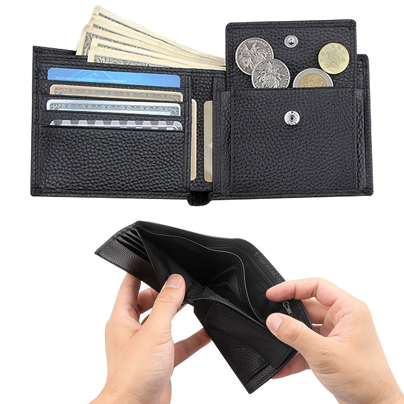 Men's RFID Anti theft Wallet Leather Short Wallet Money Clip Vintage