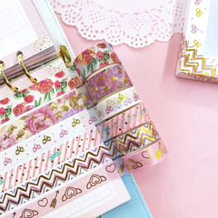 Rose Flower Bow Pattern Tape Set 6 Rolls DIY Craft Scrapbooking Gift Wrapping