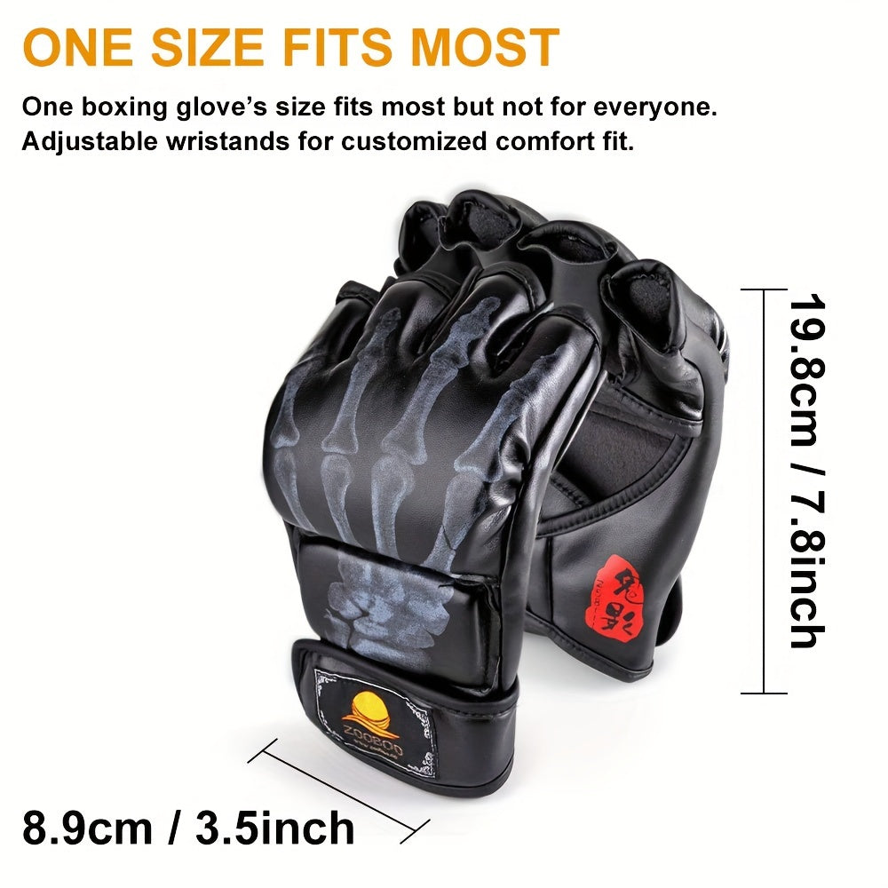Half Finger Boxing Training Gloves with Adjustable Wrist Strap Unisex Gloves