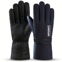 Men's Winter Velvet Padded Waterproof Warm Gloves for Outdoor Activities
