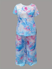 Lounge Set Short Sleeve Tee & Wide Leg Pants Pajamas