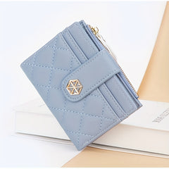Girls PU Leather Wallet with Buckle Small Money Clip Coin Purse Zipper