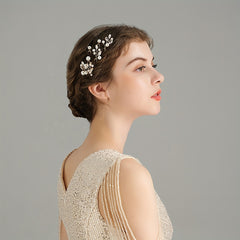 Crystal & Faux Pearl Decor Hair Pin Bridal Wedding Accessory