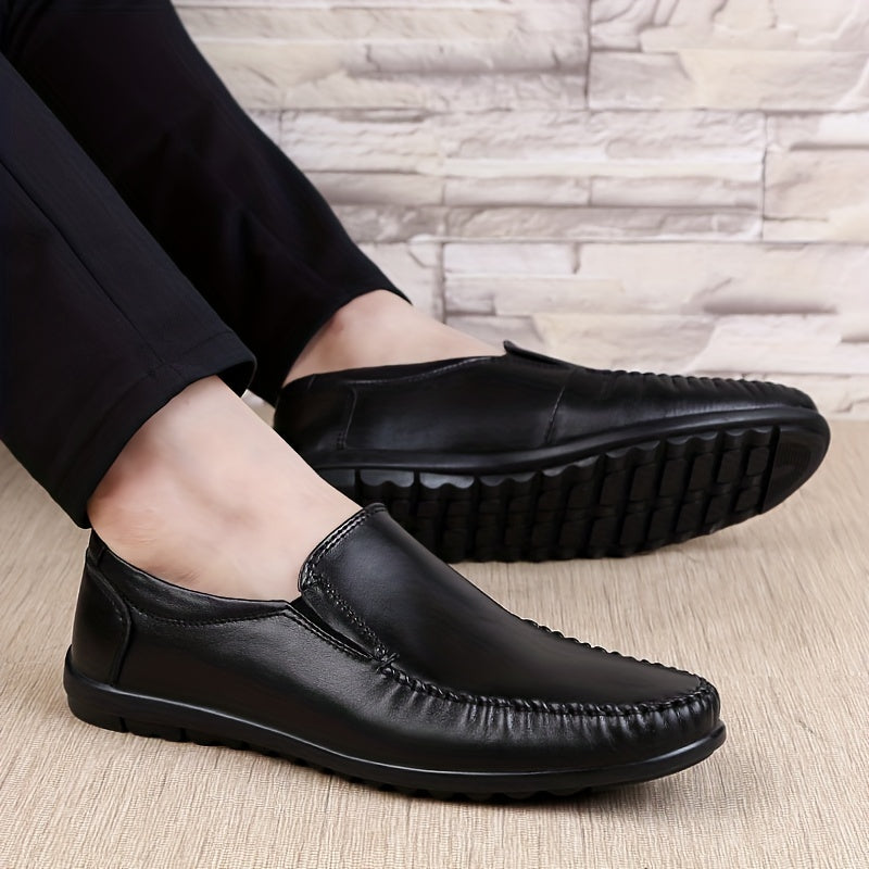 Men's Leather Stitch Loafer Shoes Wear resistant Non Slip Casual Shoes