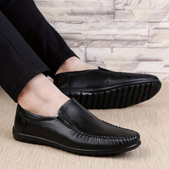 Men's Leather Stitch Loafer Shoes Wear resistant Non Slip Casual Shoes