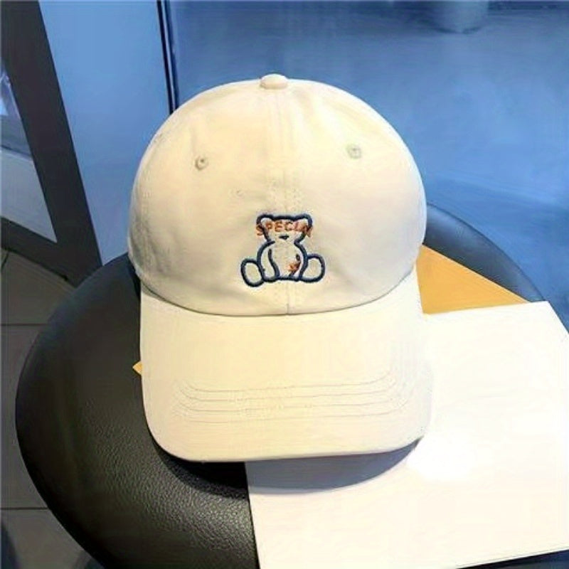 Bear Embroidery Baseball Cap Breathable Dad Hat