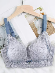 Floral Lace Push Up Bra No Steel Ring Breathable Thin Cup Bra Women's Lingerie