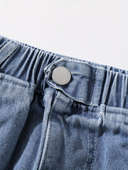 Toddler Girls Heart Graphic Casual Denim Pants Trousers
